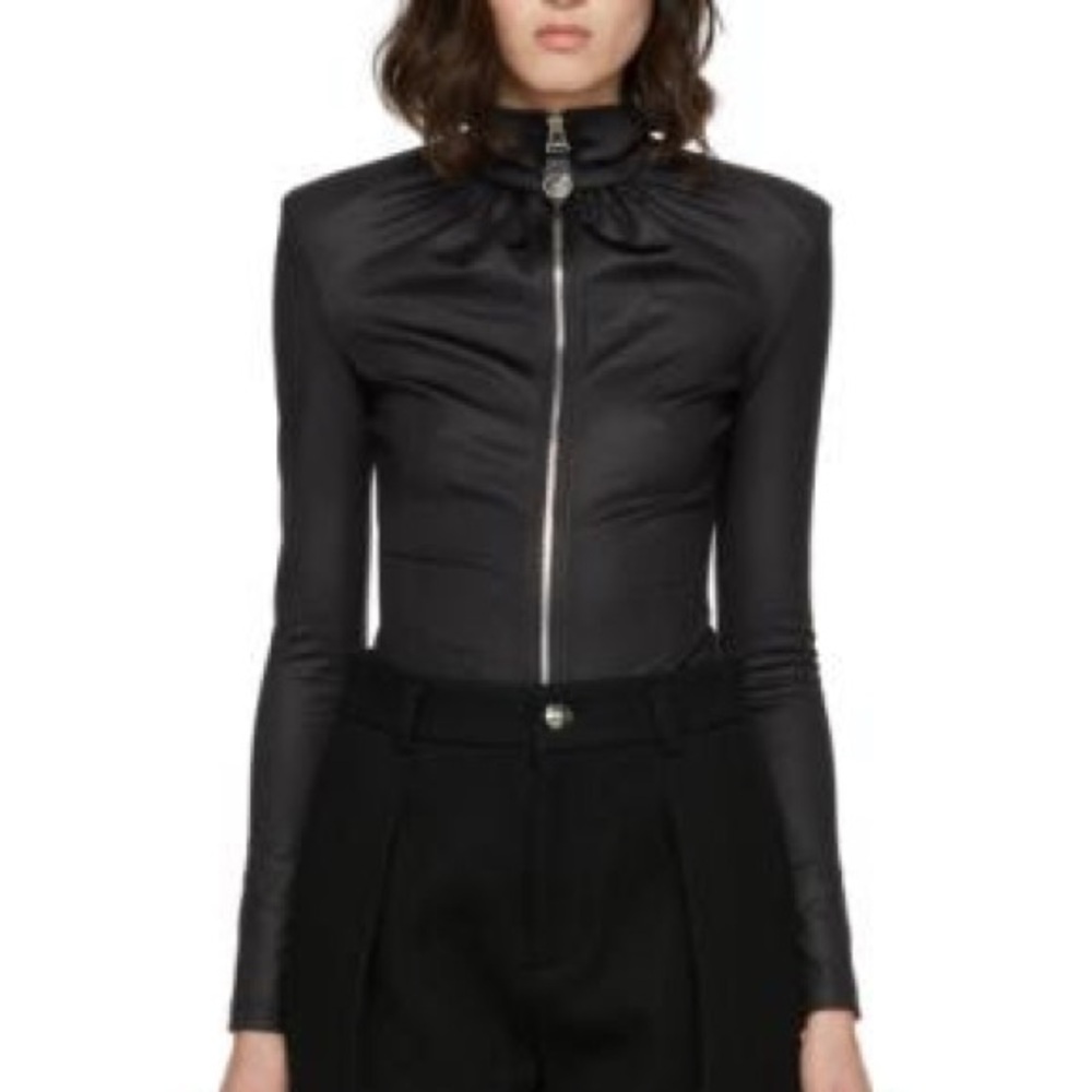 SSENSE We11 Done Tucked Detail High-Neck Zip-Up top